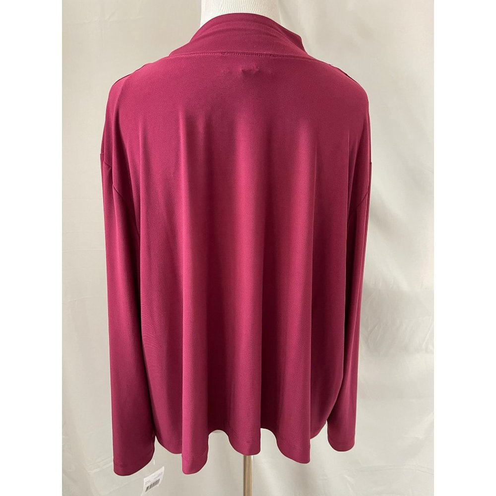 RN Studio Burgundy Long Sleeve Cardigan - Picture 5 of 9